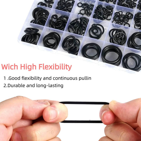 Must Have 400 Piece Rubber O Ring Assortment Set With 24 Sizes For Faucet Hose Automotive Repair Plumbing And Gas Lines flexible O-ring displayed