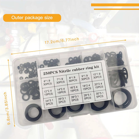 Ultimate Rubber O Ring Assortment Kit With 15 Sizes Black O Rings for faucet plumbing and auto car repair in storage box