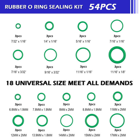 AC O Ring Kit With 139 Pieces Includes 30 Sizes 54 Rubber Gaskets And 85 Spacers Durable Automotive Seal Kit diagram