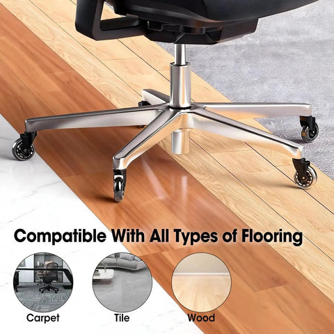 Office Chair Wheel Set Of 10 Rubber Caster Wheels Heavy Duty Replacement Casters Universal Standard Size 7/16 By 7/8 on flooring
