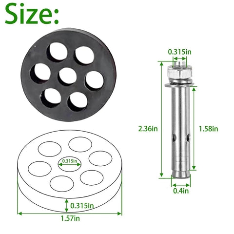 Heavy Duty Anti Vibration Pad Kit With Rubber Isolators And Mounting Brackets For Outdoor Mini Split Central Air Conditioners And Air Compressors Includes Expansion Screws And Shock Absorbing Feet Reducing Vibration And Noise Up To 1000 Lbs dimensions shown