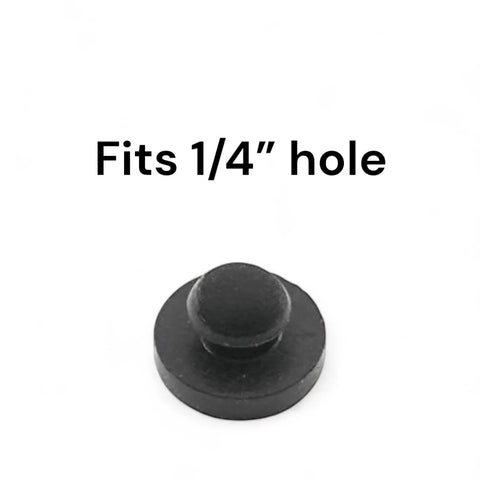 Rubber Push In Ridged Stem Bumper Nine Sixteenths Inch Diameter Fits Quarter Inch Hole In One Eighth Inch Thick Material shown