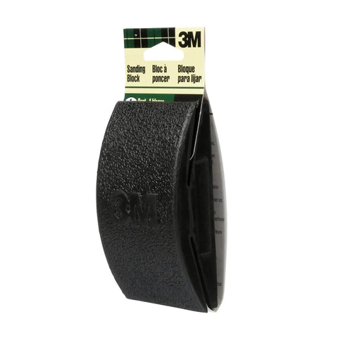 Rubber sanding block for paint wood metal with pre cut sheet compatibility, featuring black textured surface and packaging.