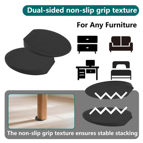 20 Pack Rubber Shims For Furniture And Appliances, Non Slip Stackable Levelers And Wedges, Black, dual-sided grip texture
