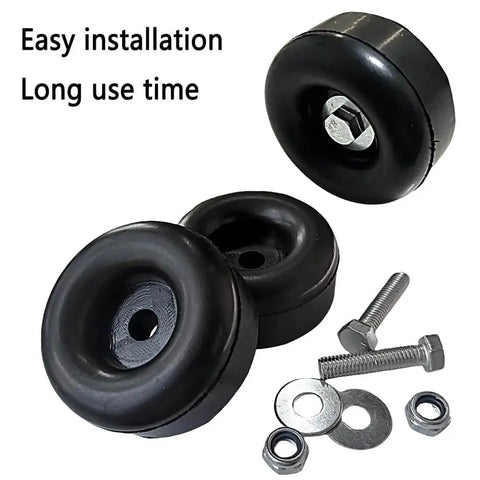 Durable rubber anti-vibration feet absorb shocks from generators, air compressors, pressure washers, trailers with 1x2.5 inch mounts