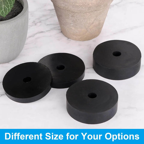 Four rugged rubber vibration isolation pads deliver steady, quiet support for equipment, with 3 inch outer diameter, 0.47 inch bore, and 0.79 inch thickness