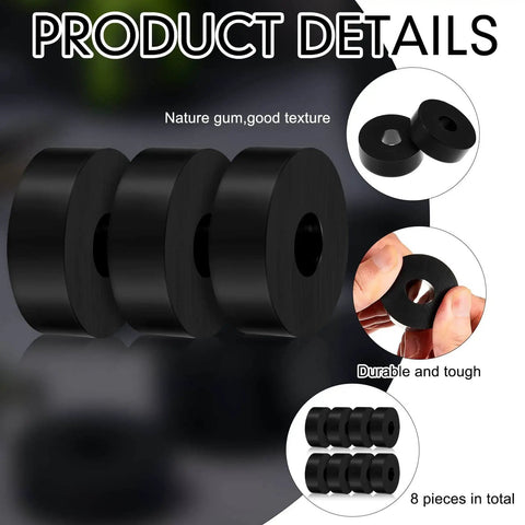 Eight piece set of thick rubber vibration isolation pads delivers solid damping for washers and appliances.