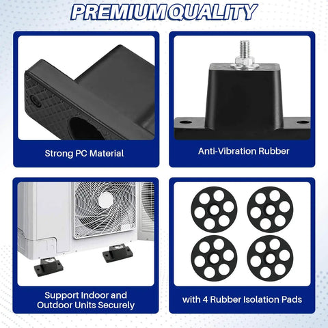 4 Pack Rubber Vibration Isolator Mounting Brackets With Honeycomb Gasket Pads For Outdoor Mini Split Condenser Units Anti Vibration Mounts