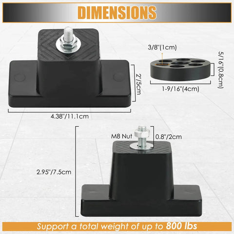 Premium Rubber Vibration Isolator Mounting Bracket Set dimensions and weight capacity details