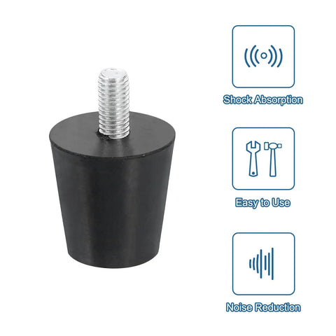 Four Pcs Rubber Vibration Isolators Mounts With 1.57 In Dia And 1.57 In H Conical Studs M10 x 20mm Threaded Silent Block Vibration Dampers