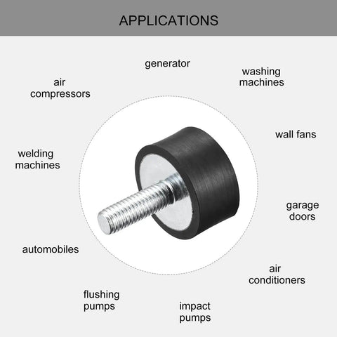 Rubber Mounts 8 Pieces M8 Male Female Vibration Isolator Shock Absorber for Garage Motor Air Compressor Car Boat Bobbins