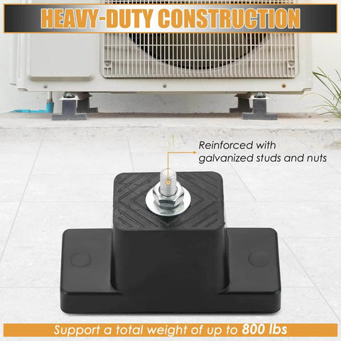 Premium Rubber Vibration Isolator Mounting Bracket Set with four rubber pads for quiet, stable air conditioner mounting, outdoor view