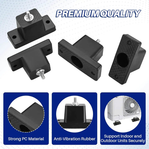Four sturdy rubber vibration isolator mounting brackets deliver solid anti vibration support for outdoor mini split condensers