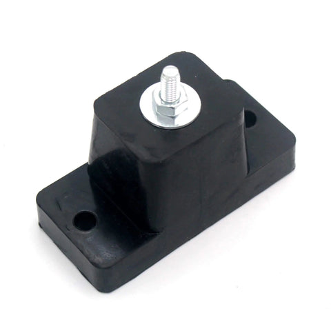 Black rubber vibration isolator mount, showing bolt and holes, reduce anti vibration and noise from outdoor HVAC units.