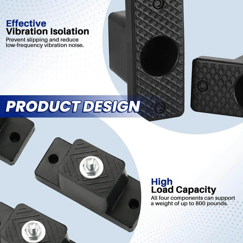 Close-up of 4 Pack Rubber Vibration Isolator Mounting Brackets with honeycomb gasket pads for outdoor mini split condenser units.