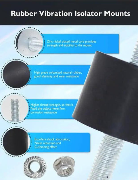 Rubber Vibration Isolator Mounts With Double Studs For Cars Boats Motors And Pumps Anti Vibration Silent Blocks with lock nuts