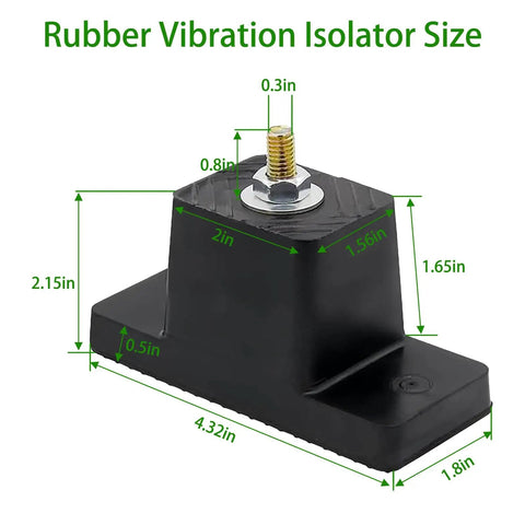 Heavy Duty Anti Vibration Pad Kit With Rubber Isolators And Mounting Brackets For Outdoor Mini Split Central Air Conditioners And Air Compressors Includes Expansion Screws And Shock Absorbing Feet Reducing Vibration And Noise Up To 1000 Lbs shown with measurements
