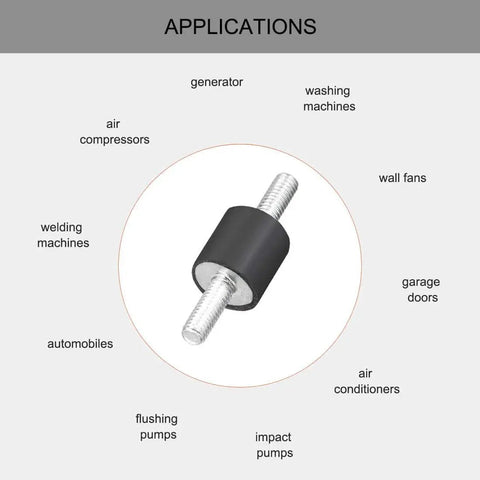 Set of eight 8x8mm rubber vibration mounts with M3x8mm studs deliver effective shock absorption for various applications