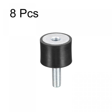 Rubber Mounts 8 Pack Vibration Isolators Shock Absorbers M6 Male Female Threaded D20mm And H15mm Black Silver Tone