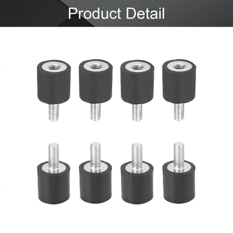 Eight-piece rubber shock absorbers isolate vibration for motors, generators, pumps and vehicles, with 15x15mm mounts
