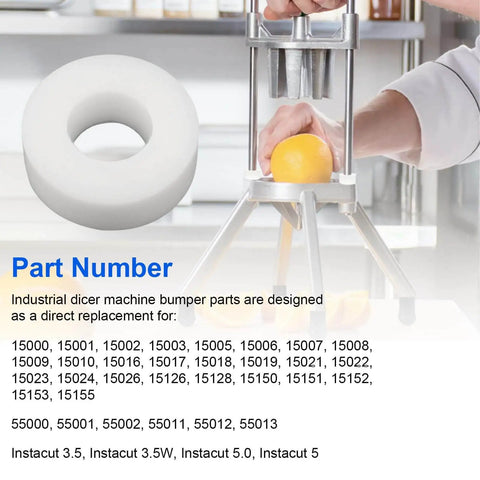 Three Eighths Inch Rubber Washer Bumpers Replacement 2241001 for corers, dicers, choppers, and wedgers, image showing kitchen use