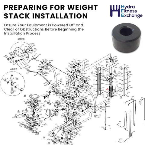 Diagram and image of Rubber Weight Stack Bumper 019151-AA Replacement Part For Vision AFG Fitness Strength System, shown with instruction blueprint.
