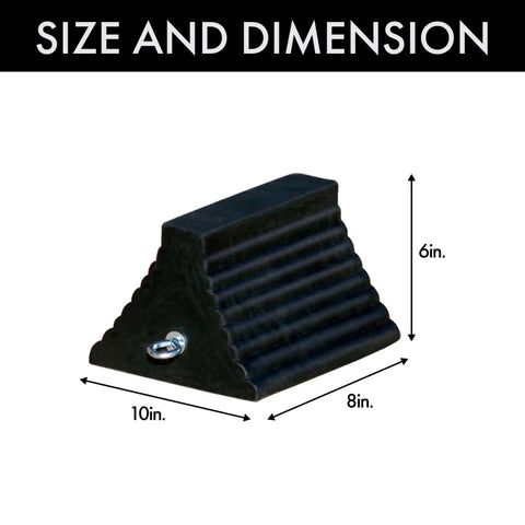 Roadblock RC815 Rubber Wheel Chock With Void Bottom For Trucks And Trailers, Heavy Duty Durable Recycled Rubber, 10x8x6 in