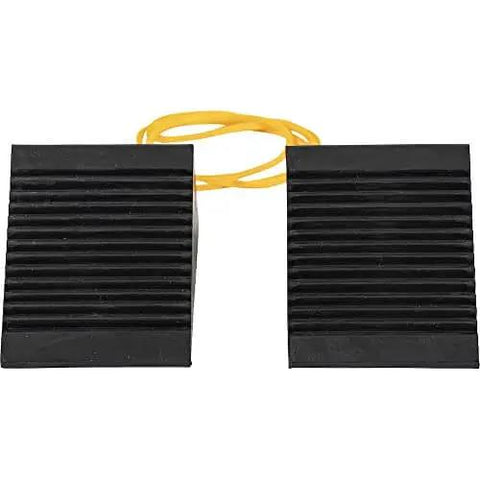 Mini Rubber Wheel Chock Set With 36 Inch Nylon Rope For ATVs, Riding Lawn Mowers, And Gas Powered Scooters, Durable 5 x 3 x 2.25 Inches Chocks