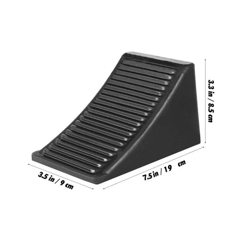 Rugged 2 Pack Solid Rubber Wheel Chocks for RVs, Campers, Trailers and Trucks, Heavy Duty Tire Blocks and Parking Stoppers, Black