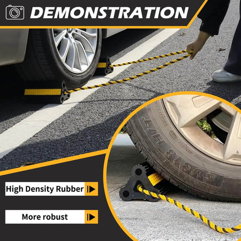 Versatile Rubber Wheel Chocks For RV Trailer Camper Truck And Car 2 Pair Or 4 Pack With Rope Reflective Strips Heavy Duty Tire Block Stopper under car tire