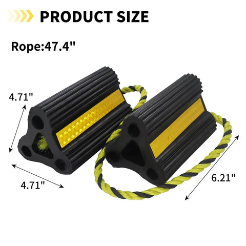 Beefy Heavy Duty Rubber Wheel Chocks for Campers RVs Trailers Trucks and Small Aircraft Universal Fit 4 Pack 2 Pairs with 3 Reflective Strips