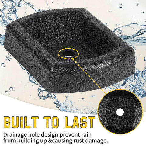 Heavy Duty Rubber Wheel Dock For Trailers With Wheel Chock And Stabilizer Fits 6 Inch Casters Travel Trailer RV Boat Camper Caravans Industrial Grade Nitrile Rubber Oil Water Gasoline Resistant, showing drainage hole design.