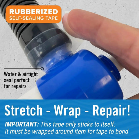 Clear Heavy Duty Silicone Tape Self Fusing Waterproof Tape for plumbing and electrical repairs on blue pipe fitting.