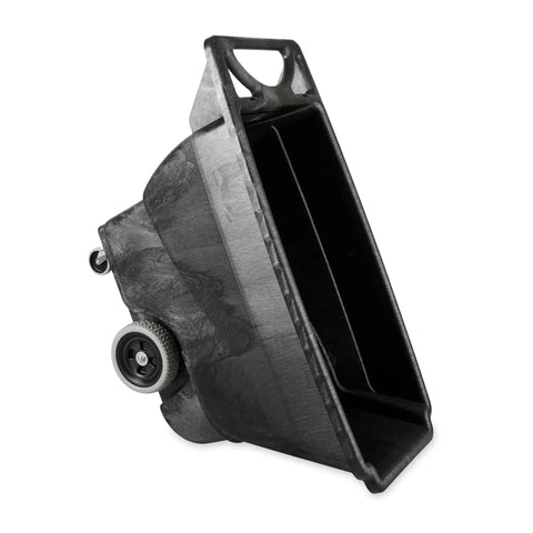 Side view of Heavy Duty Tilt Dump Truck Cart For 450 Lb Loads With Wheels Ideal For Trash And Recycling In Construction And Industrial Environments Rubbermaid Commercial Tilt Dump Truck Half Cubic Yard Capacity Through Doors Elevators.