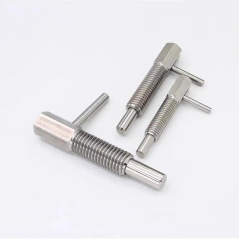 Rugged M6 Stainless Steel Retractable Indexing Plunger Pins Set Of 4 With L Shaped Handle Spring Loaded Locking Pins For Industrial Equipment