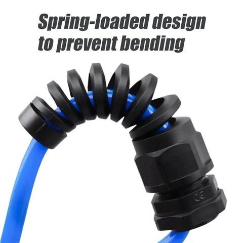 Rugged Nylon Cable Gland Waterproof IP68 Sealing With Strain Relief For Three Eighths Inch Cables, spring-loaded design shown