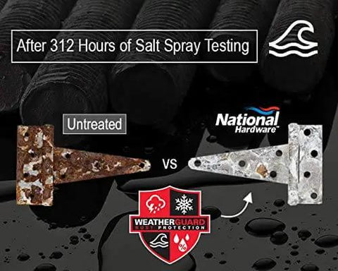 Comparison of untreated vs zinc-plated hardware after 312 hours of salt spray testing, showing rust protection effectiveness.