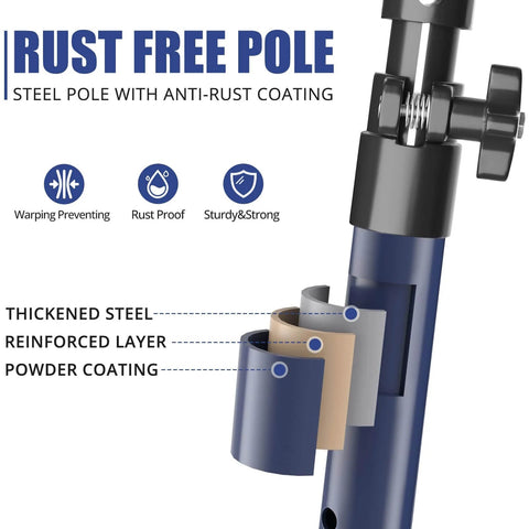 Close-up of heavy duty cabinet jack pole showcasing rust-free steel layers and adjustment mechanism for stable cabinet installation.