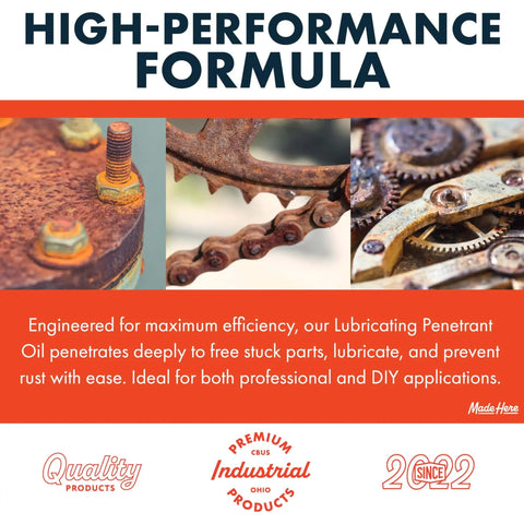 Multi-Use Lubricating Penetrant Oil 4oz for Home Auto and Industrial Jobs with Deep Penetration to Free Stuck Parts, Prevent Rust