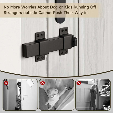 Built Tough Gate Latch with Padlock Hole installed on white wooden door for indoor safety and security.