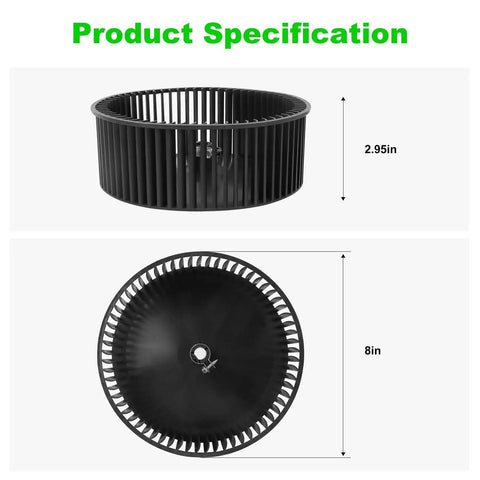 RV Air Conditioner Blower Wheel Replacement Fits Most RVs and Campervans NBK 20370-1 3313107.033 dimensions 8x2.95"
