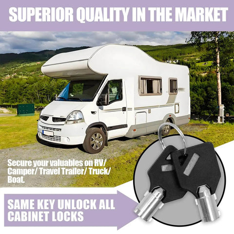 Secure toolboxes and drawers with this one pack of five eighth inch tubular cam locks in zinc alloy, RV background