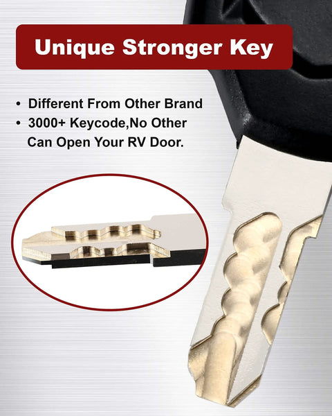 Close-up of a unique stronger key from Camper Door Lock And One And One Eighth Inch Cam Lock Set with 3000+ keycode.