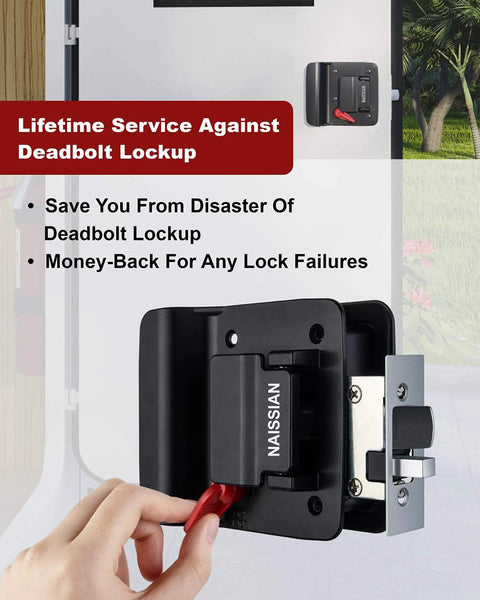 Camper Door Lock And One And One Eighth Inch Cam Lock Set With Deadbolt Lock For RV Entry Side Door Handle, shown on RV door