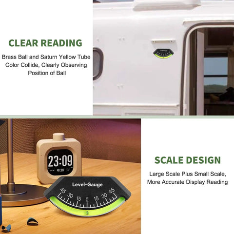 Two Pack RV Level Gauge Set For Camper And Trailer Inclinometer Bubble With Brass Ball In Dampened Fluid for accurate readings
