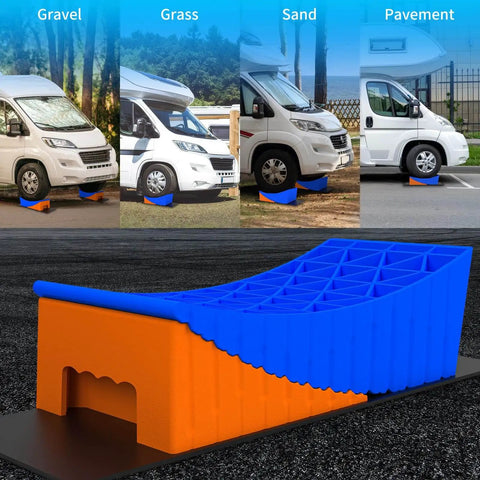 Heavy Duty RV Leveler Kit For Camping, 2 Pack Curved Wheel Levelers With Anti Slip Mats And Carrying Bag, Supports Up To 35,000 Lbs
