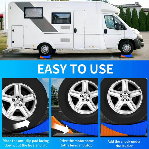 Heavy Duty RV Leveler Kit For Camping, 2 Pack Curved Wheel Levelers With Anti Slip Mats And Carrying Bag, Supports Up To 35,000 Lbs
