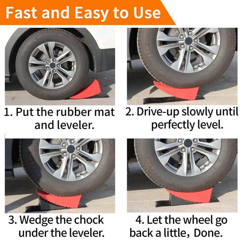 Installation steps for RV Leveling Blocks Kit for Dual Axle Travel Trailer With Ramp Chocks Rubber Mats Bubble Level and Carry Bag