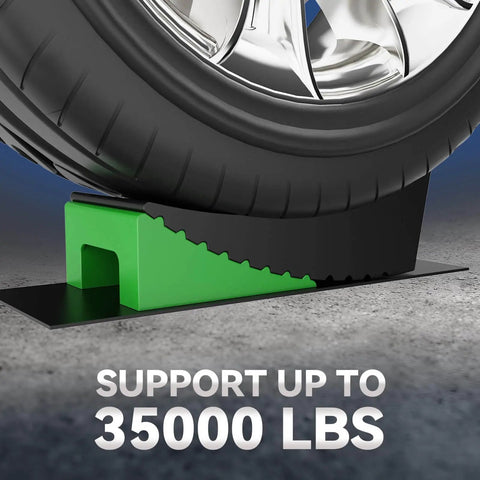 8 Piece RV Camper Leveling Kit With Curved Levelers, Wheel Chocks, And Rubber Grip Mats In Storage Bag For Easy Half Inch To Four Inch Elevation, Heavy Duty Polyethylene Blocks For Trailers Up To 35,000 Lbs.