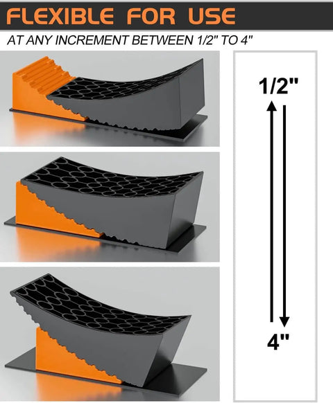 Easy Faster Leveling RV Leveling Blocks Ramp Kit No Brainer For Campers 2 Pack Leveler System side view with increments